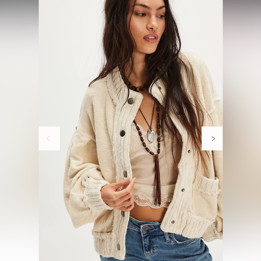 Free People Cream Cardigan Sweater